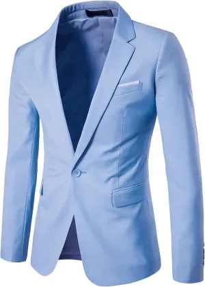UNINUKOO Mens Sport Coat Slim Fit Suit Blazer Jacket One Button Lightweight for Casual Business