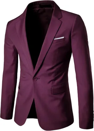 UNINUKOO Mens Sport Coat Slim Fit Suit Blazer Jacket One Button Lightweight for Casual Business