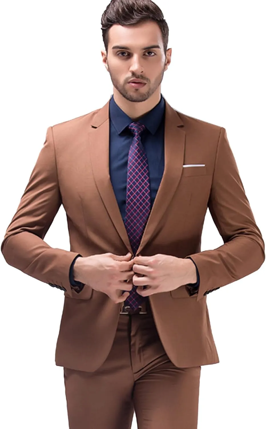 UNINUKOO Mens Sport Coat Slim Fit Suit Blazer Jacket One Button Lightweight for Casual Business