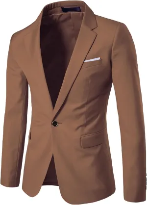 UNINUKOO Mens Sport Coat Slim Fit Suit Blazer Jacket One Button Lightweight for Casual Business