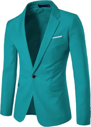 UNINUKOO Mens Sport Coat Slim Fit Suit Blazer Jacket One Button Lightweight for Casual Business