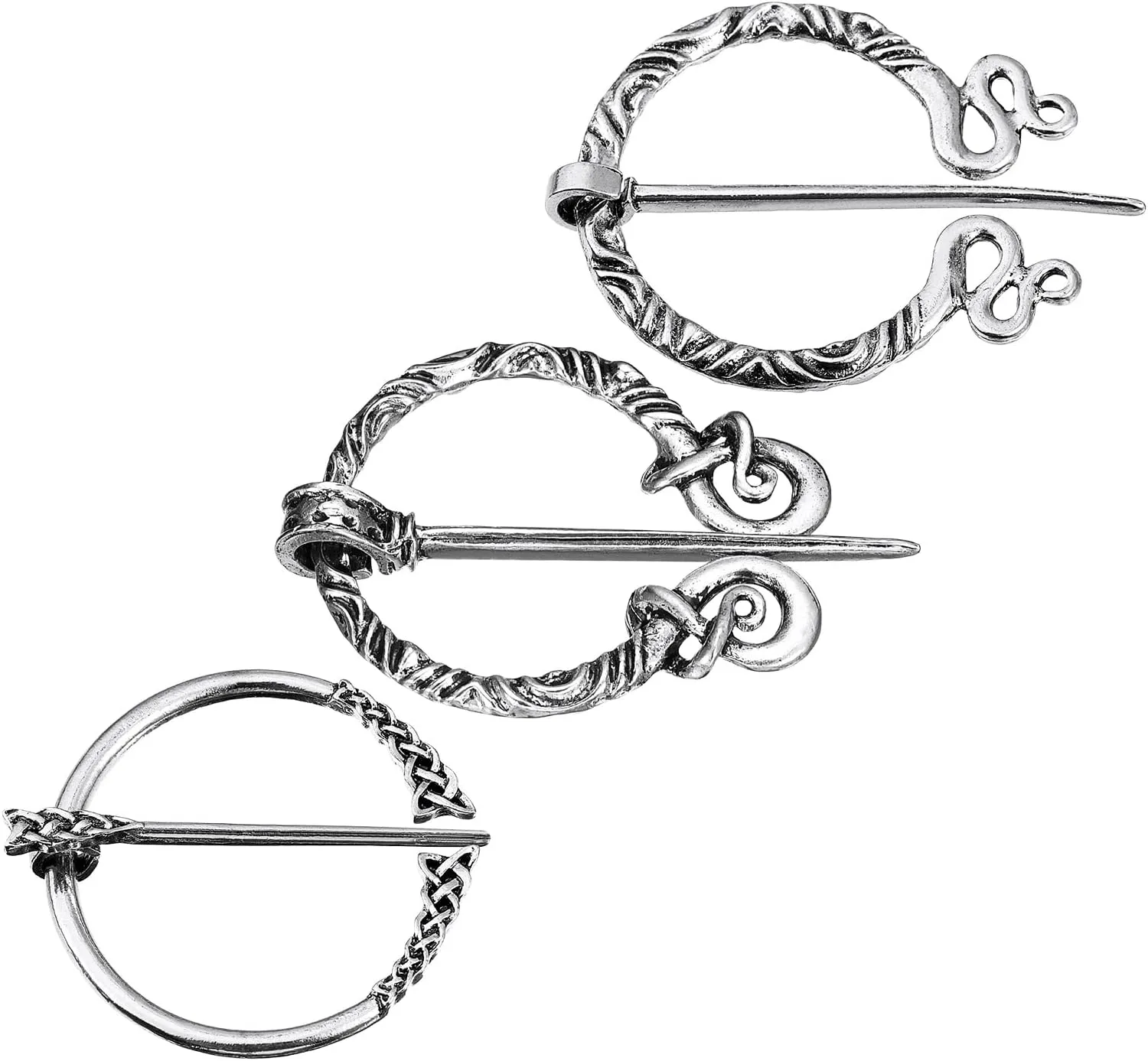 uxcell Vintage Brooch Cloak Pin Set, Penannular Brooch Scarf Shawl Cardigan Brooch Buckle Clasp for Women Men Costume Accessory