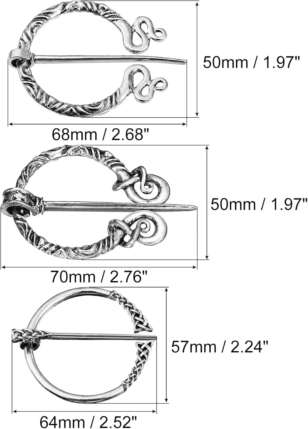 uxcell Vintage Brooch Cloak Pin Set, Penannular Brooch Scarf Shawl Cardigan Brooch Buckle Clasp for Women Men Costume Accessory