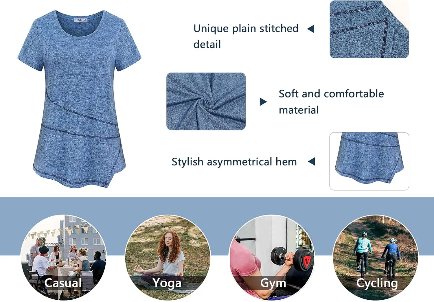 Vldnery Women's Running Workout Tops Moisture Wicking Athletic Quick Dry Loose Fit Yoga Top
