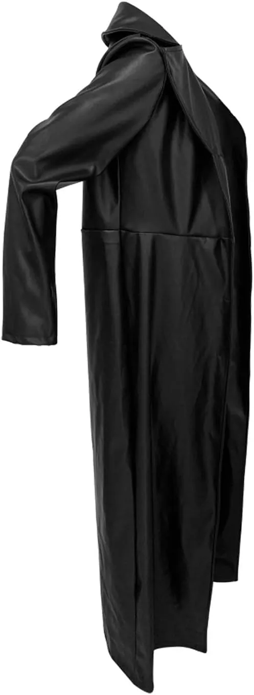 watersouprty Women's Long PU leather Slim Cardigan Vintage Outerwear Maxi Long Sleeve Blazers Coat