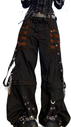 Women Cargo Pants Gothic Striped Low Waist Wide Leg Baggy Jeans Y2k Hip Hop Denim Pants Emo Grunge Streetwear Jeans