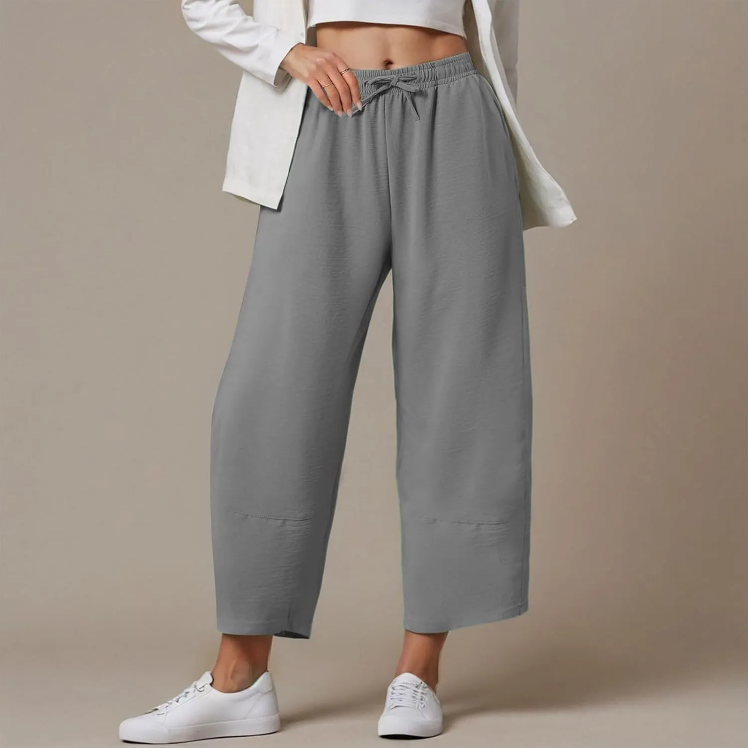 Women Wide Leg Pants Baggy Wide Leg Drawstring Elastic Waisted Palazzo Harem Trousers with Pockets 2025