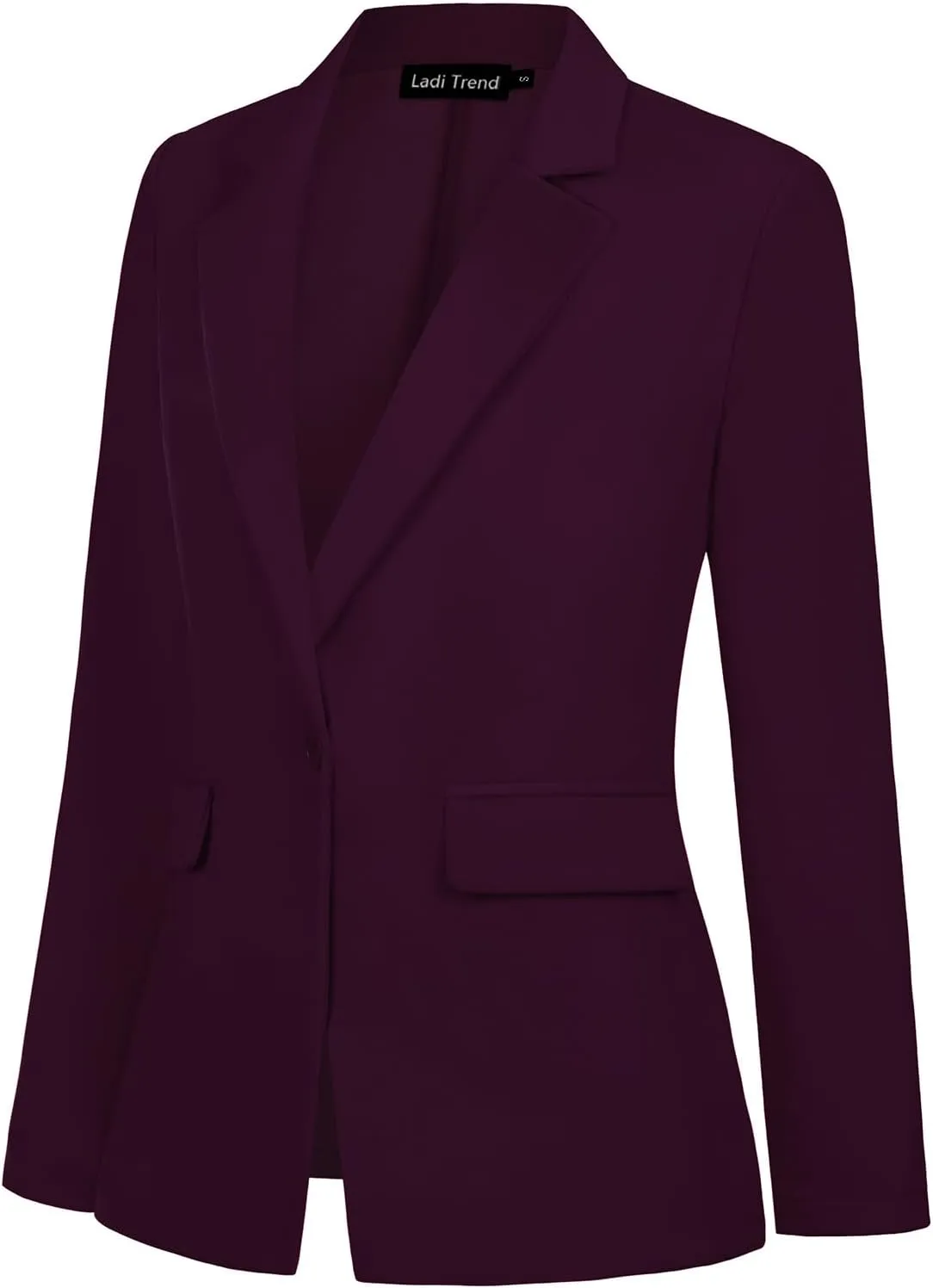 Womens Blazer One Button Jacket Suits Notched Lapel Casual Work Office Long Sleeve Blazer with Pockets