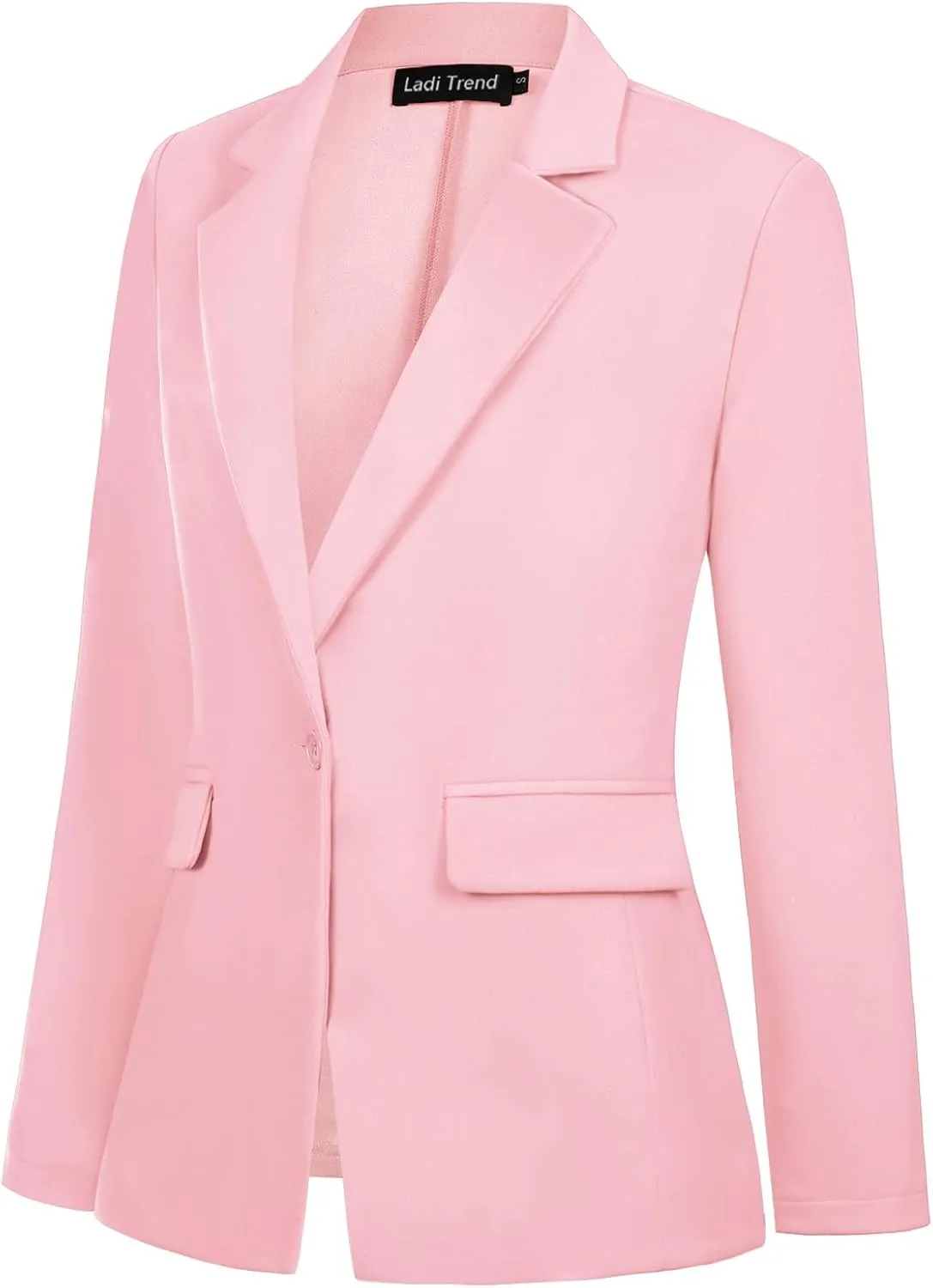 Womens Blazer One Button Jacket Suits Notched Lapel Casual Work Office Long Sleeve Blazer with Pockets
