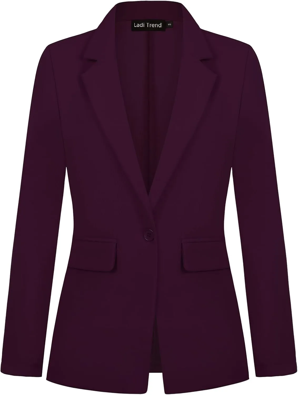 Womens Blazer One Button Jacket Suits Notched Lapel Casual Work Office Long Sleeve Blazer with Pockets