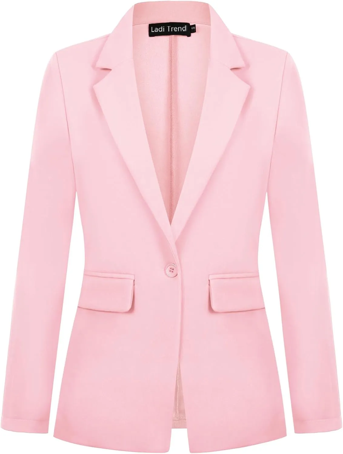 Womens Blazer One Button Jacket Suits Notched Lapel Casual Work Office Long Sleeve Blazer with Pockets