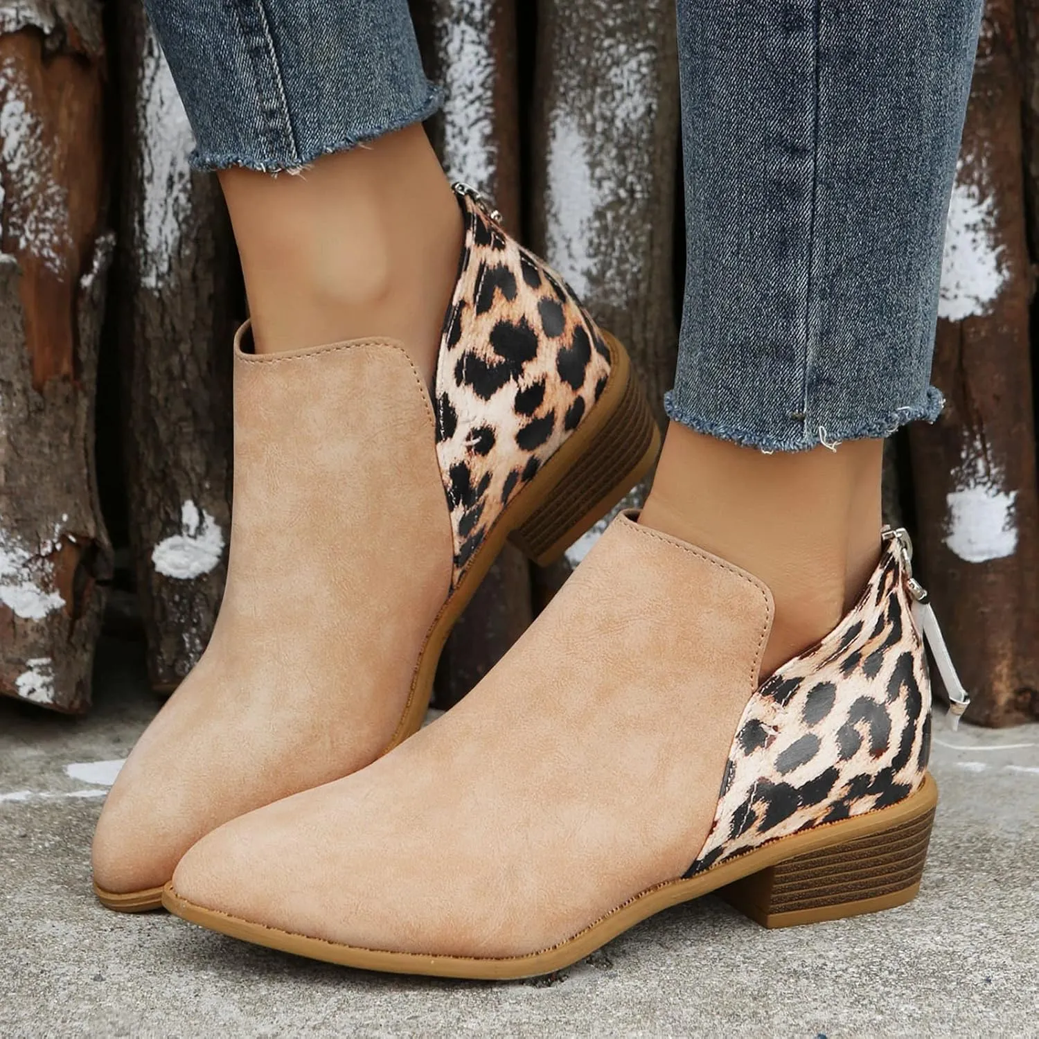 Womens Booties Ankle Women Booties Low Heel Womens Short Boots Wedge Bootie for Women Comfortable Fashion Round Toe Lace-up Round Toe Comfortable Low Heel