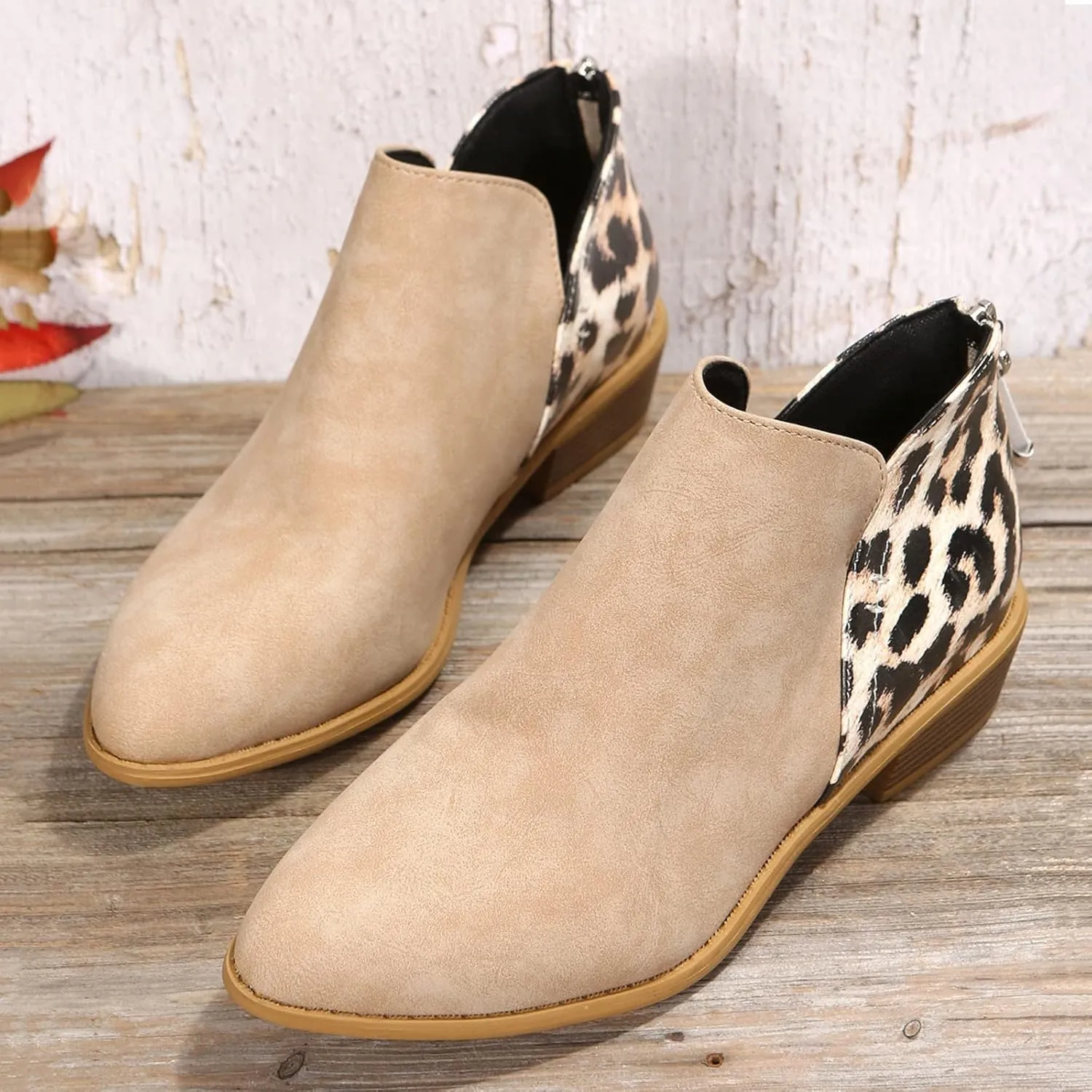 Womens Booties Ankle Women Booties Low Heel Womens Short Boots Wedge Bootie for Women Comfortable Fashion Round Toe Lace-up Round Toe Comfortable Low Heel
