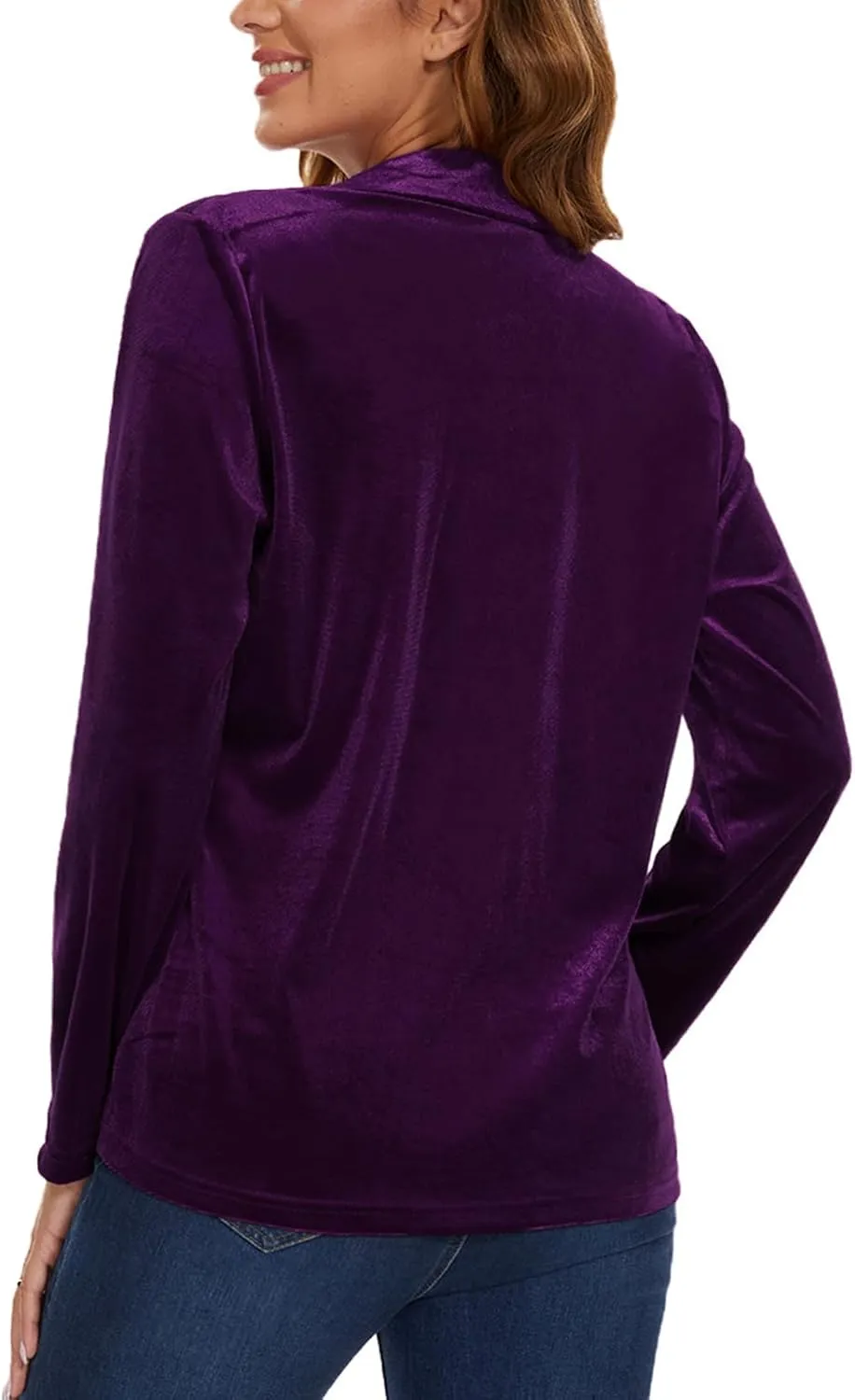 Women's Casual Velvet Blazer Work Office Long Sleeve Lapel Button Tailored Jacket Coat Blazer with Pockets