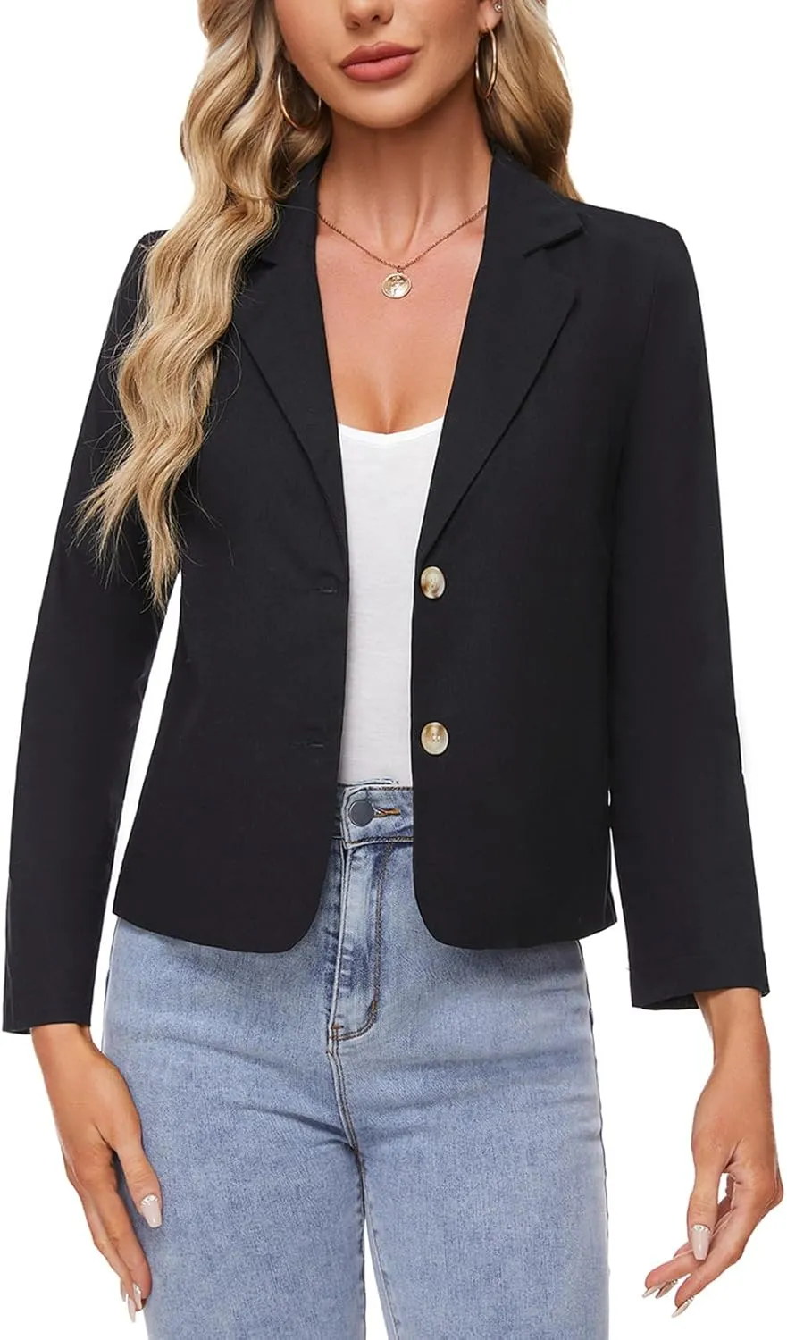Women's Cotton Linen Blazer Long Sleeve Lapel Button Blazers Lightweight Summer Casual Work Office Jacket Suit