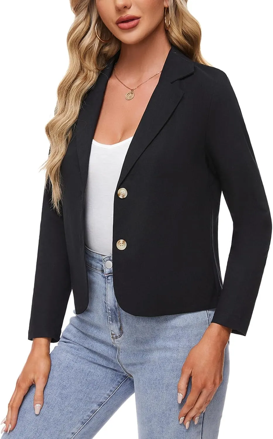 Women's Cotton Linen Blazer Long Sleeve Lapel Button Blazers Lightweight Summer Casual Work Office Jacket Suit