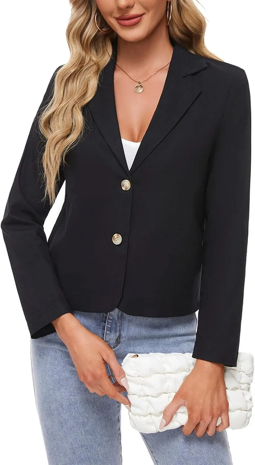Women's Cotton Linen Blazer Long Sleeve Lapel Button Blazers Lightweight Summer Casual Work Office Jacket Suit