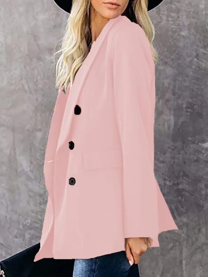 Womens Fall Winter Double Breasted Wool Coats Midi Peacoat Trench Coats with Pockets
