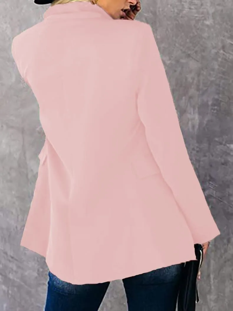 Womens Fall Winter Double Breasted Wool Coats Midi Peacoat Trench Coats with Pockets