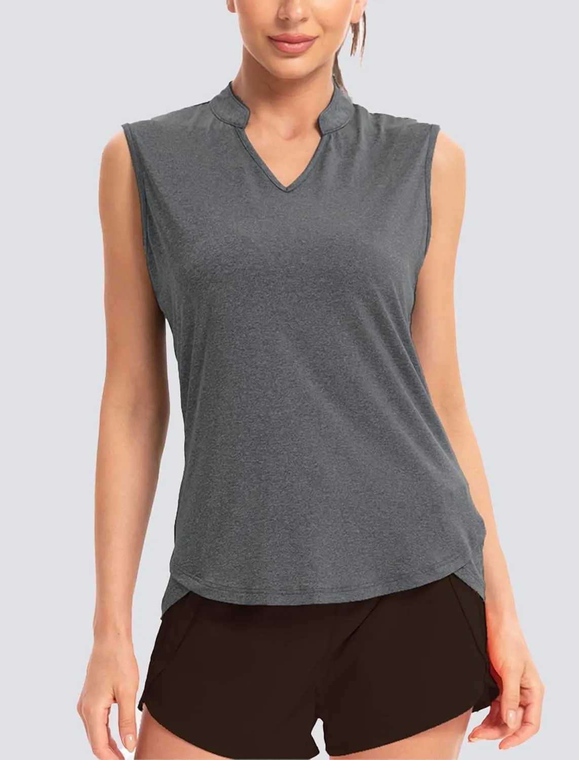 Womens Golf Shirt V Neck Sleeveless Polo Shirts Athletic Tennis Tank Tops Moisture Wicking Lightweight Sports Top