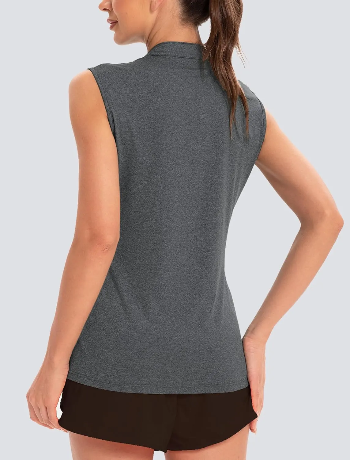 Womens Golf Shirt V Neck Sleeveless Polo Shirts Athletic Tennis Tank Tops Moisture Wicking Lightweight Sports Top