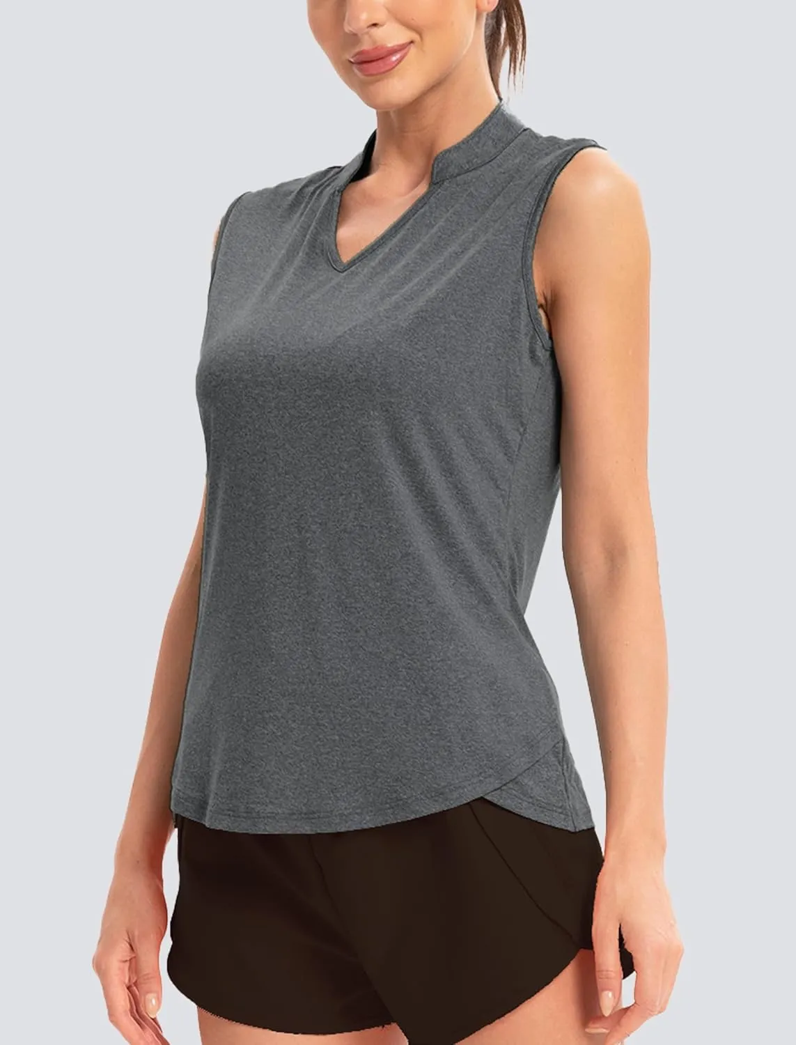 Womens Golf Shirt V Neck Sleeveless Polo Shirts Athletic Tennis Tank Tops Moisture Wicking Lightweight Sports Top