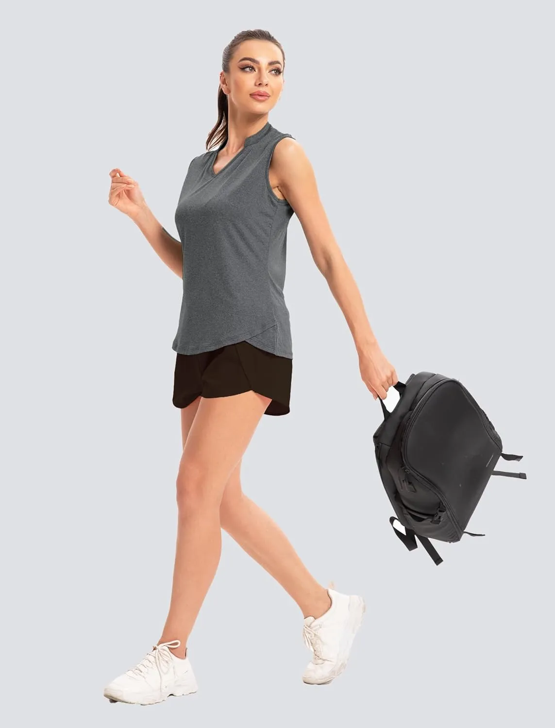 Womens Golf Shirt V Neck Sleeveless Polo Shirts Athletic Tennis Tank Tops Moisture Wicking Lightweight Sports Top