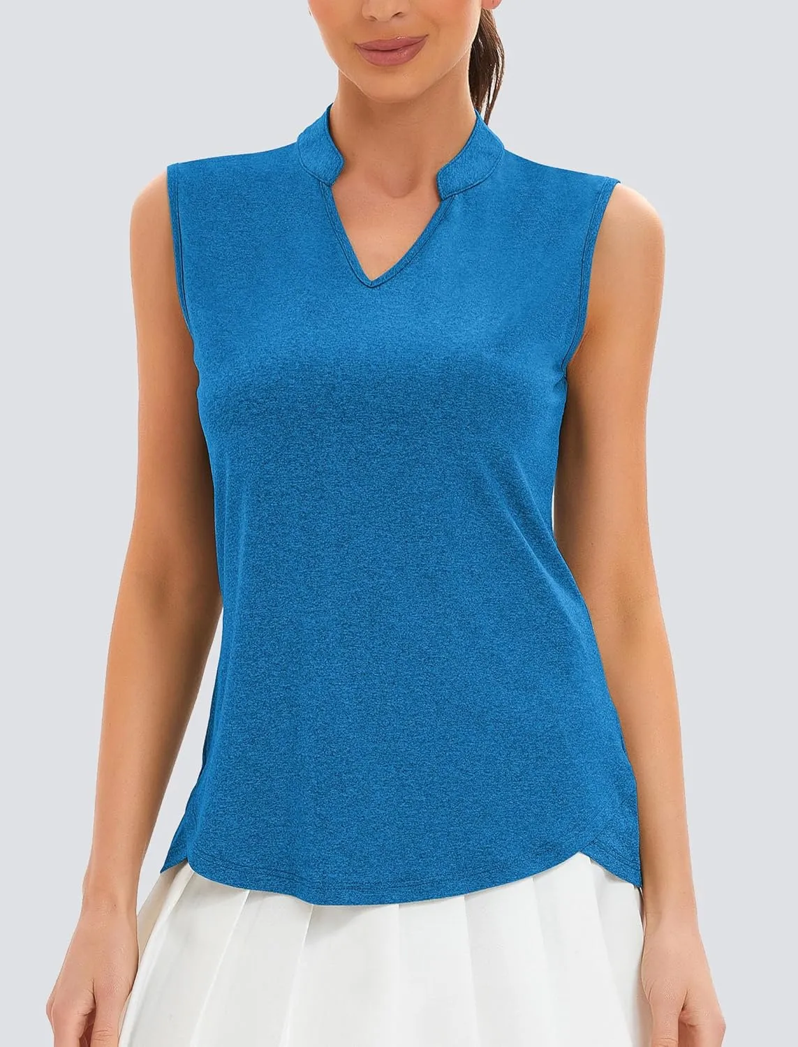 Womens Golf Shirt V Neck Sleeveless Polo Shirts Athletic Tennis Tank Tops Moisture Wicking Lightweight Sports Top