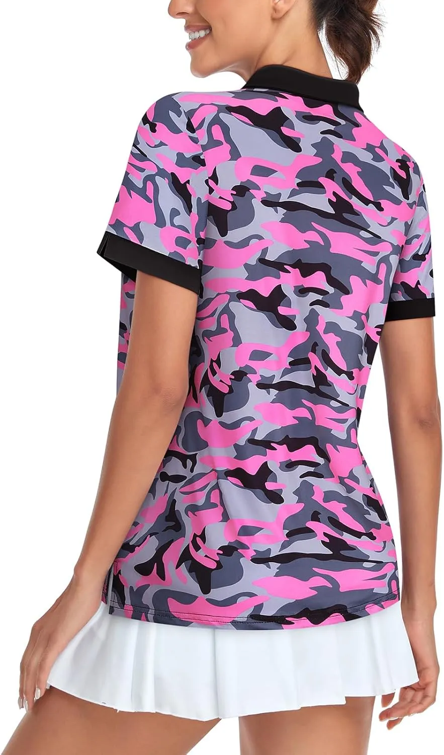 Womens Golf Shirts 1/4 Zip Up Short Sleeve Polo Workout Shirts UPF 50  Quick Dry Tennis Athletic Pullover Tops