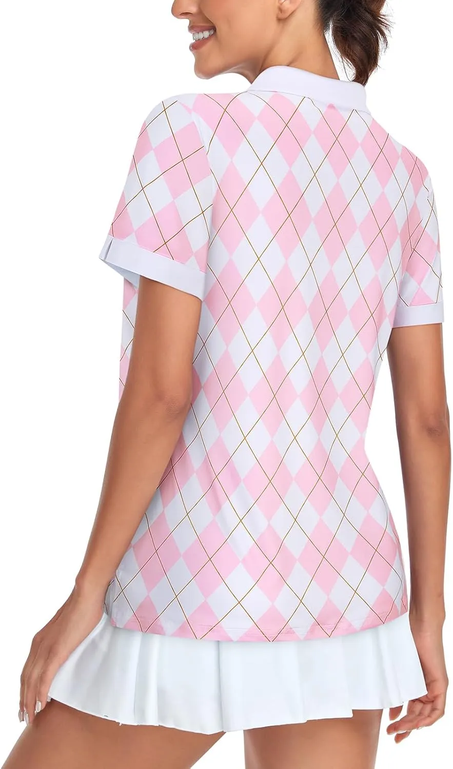 Womens Golf Shirts 1/4 Zip Up Short Sleeve Polo Workout Shirts UPF 50  Quick Dry Tennis Athletic Pullover Tops