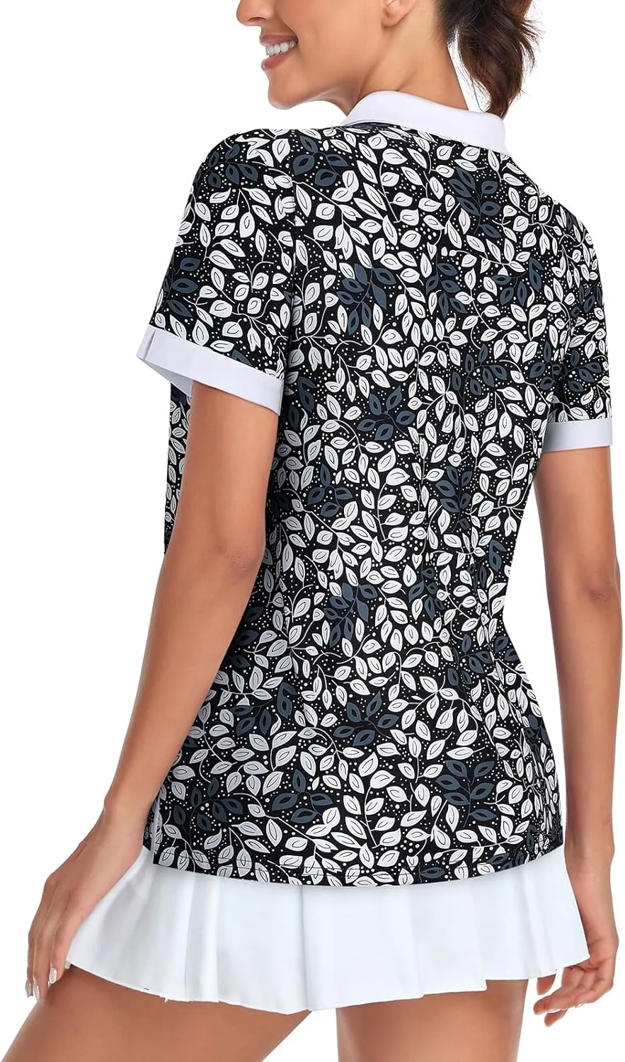 Womens Golf Shirts 1/4 Zip Up Short Sleeve Polo Workout Shirts UPF 50  Quick Dry Tennis Athletic Pullover Tops