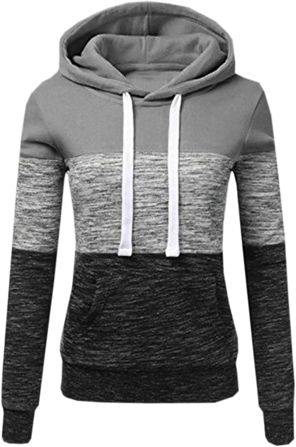 Womens Hooded Sweatshirt Long Sleeve Casual Fall Fashion Color Block Hoodies Drawstring Pullover Tops Hoodie