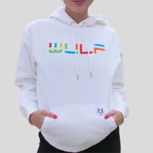 Womens Hoodie White with Color-Blocked Logo