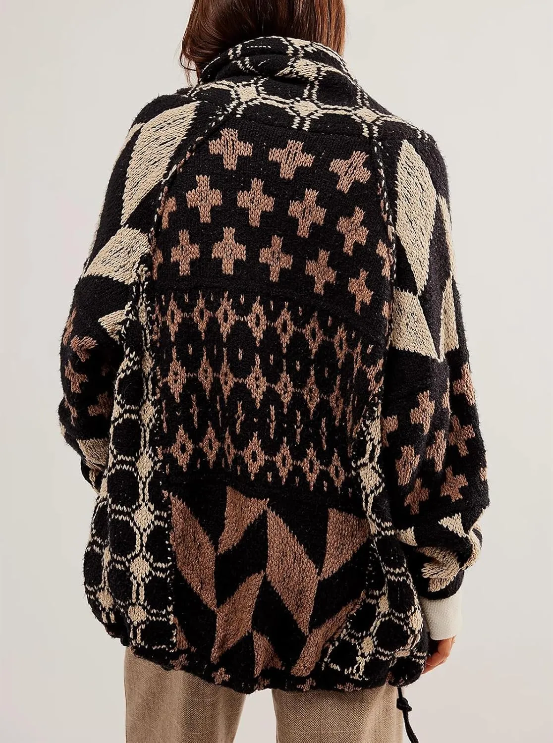 Womens Knit Cardigan Sweater Button Down Oversized Sweaters Y2k Graphic Shawl Collar Fall Cardigans Coats
