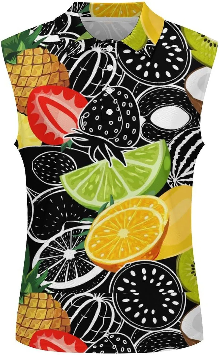 Womens Sleeveless Golf Shirt Polo Shirts for Women Moisture Wicking Athletic Golf Tank Top Printed Polo Tennis Shirts