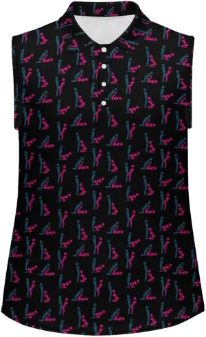 Womens Sleeveless Golf Shirt Polo Shirts for Women Moisture Wicking Athletic Golf Tank Top Printed Polo Tennis Shirts