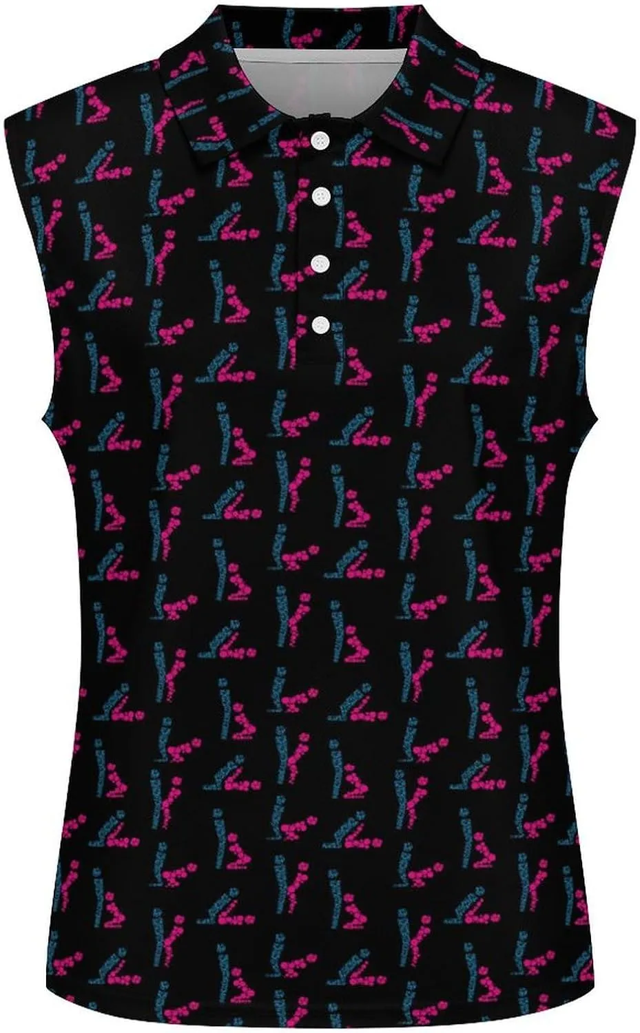 Womens Sleeveless Golf Shirt Polo Shirts for Women Moisture Wicking Athletic Golf Tank Top Printed Polo Tennis Shirts