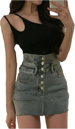 Women's Summer Sexy Wrap Denim Skirt High-Waisted Vintage Tight Bag Hip Mini Skirts