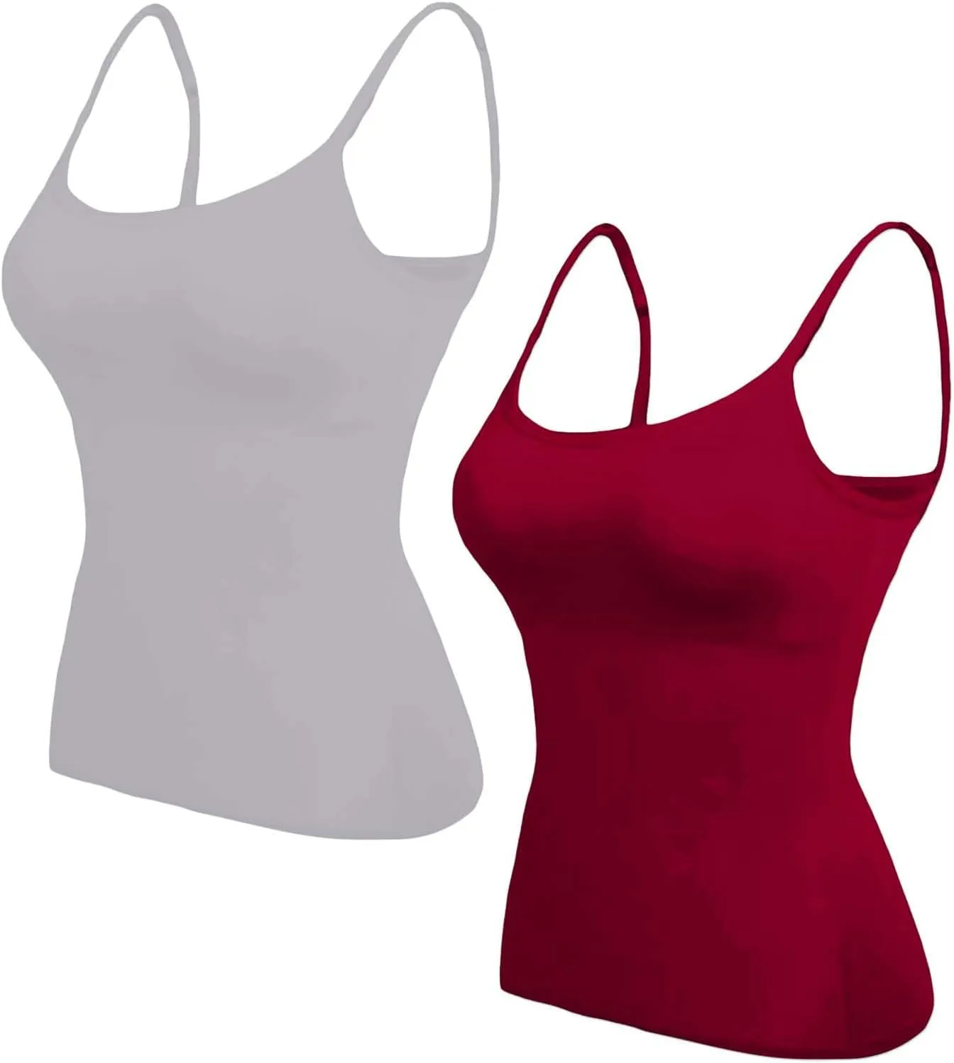 Womens Tank Tops With Built In Bras,Classic Casual Loose Fit Shelf Bra Tank Tops Plus Size Camisole Tank Tops 2 Pack