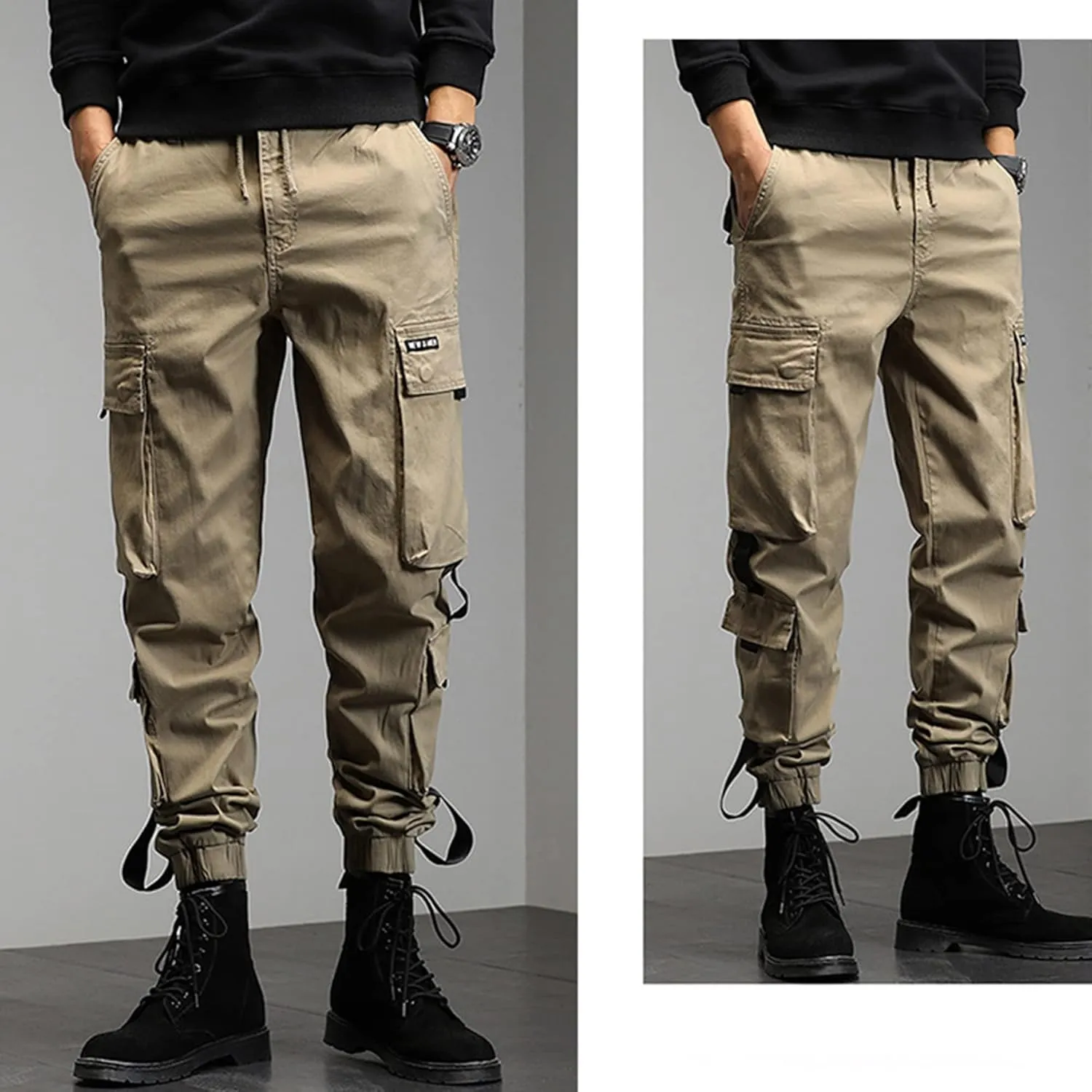 XYXIONGMAO Multi-Pocket Functional Overalls Casual Trouserstactical Harem Hip Hop Streetwear Techwear Cargo Pants for Men