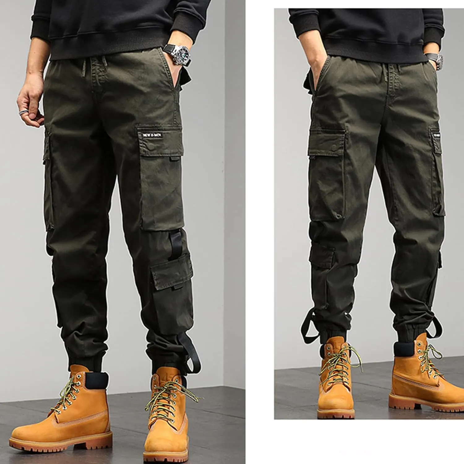 XYXIONGMAO Multi-Pocket Functional Overalls Casual Trouserstactical Harem Hip Hop Streetwear Techwear Cargo Pants for Men
