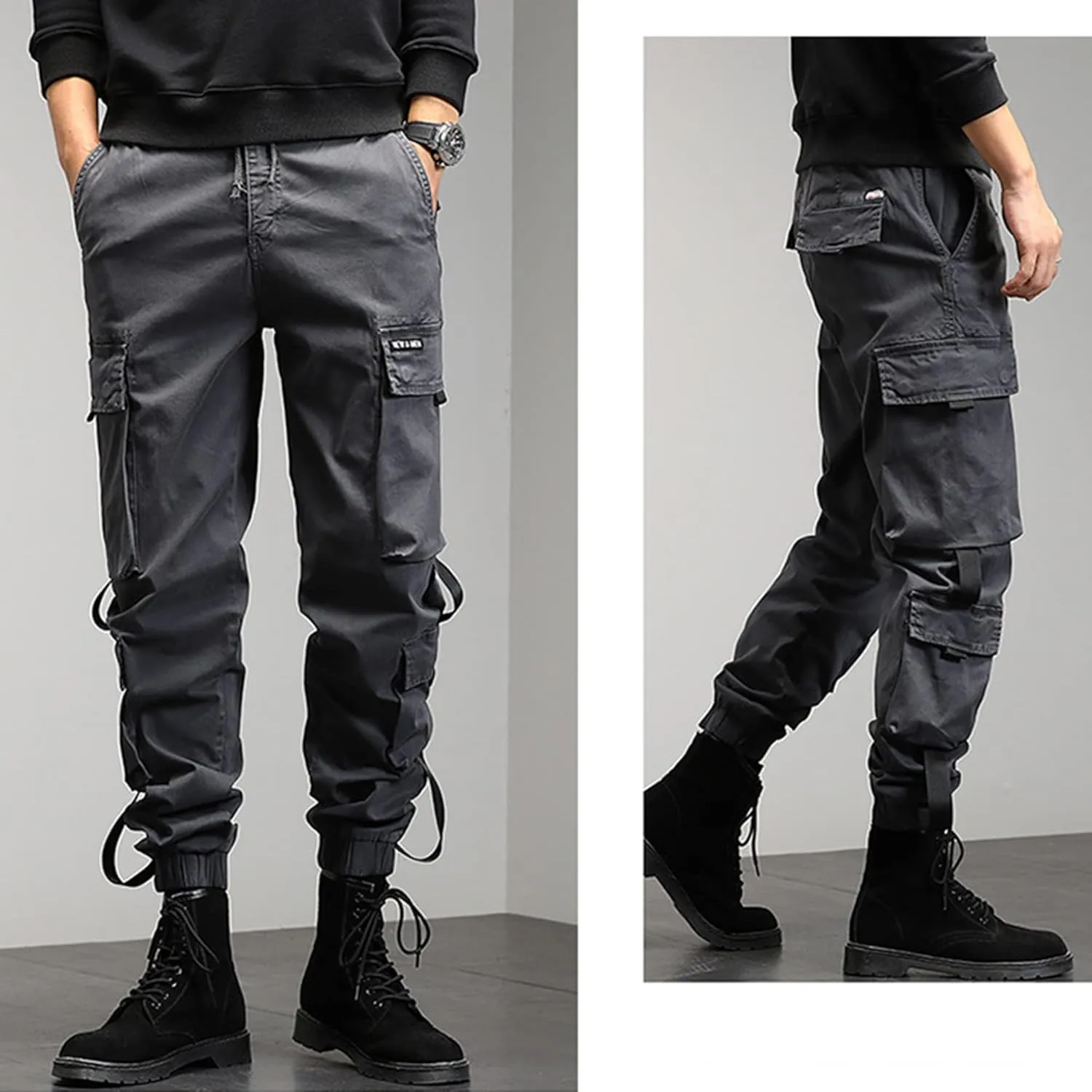 XYXIONGMAO Multi-Pocket Functional Overalls Casual Trouserstactical Harem Hip Hop Streetwear Techwear Cargo Pants for Men