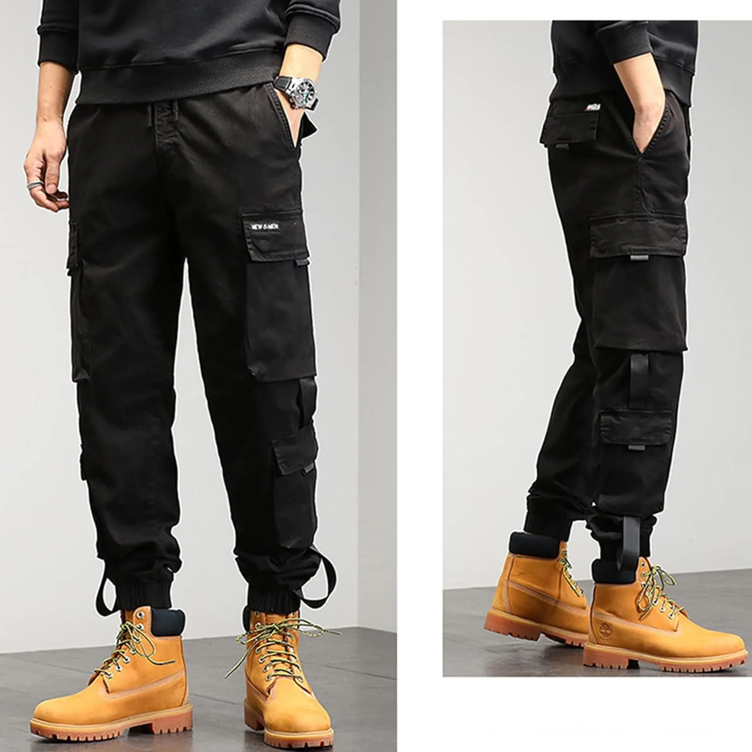 XYXIONGMAO Multi-Pocket Functional Overalls Casual Trouserstactical Harem Hip Hop Streetwear Techwear Cargo Pants for Men